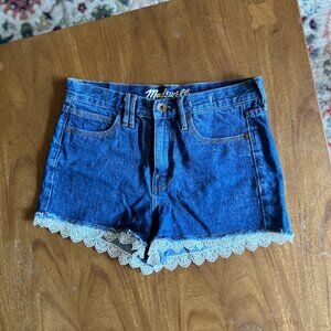 Madewell Denim Shorts With Lace Trim